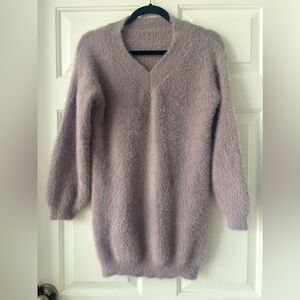 COPY - furry sweater muted purple grayish oversized comfy sweater